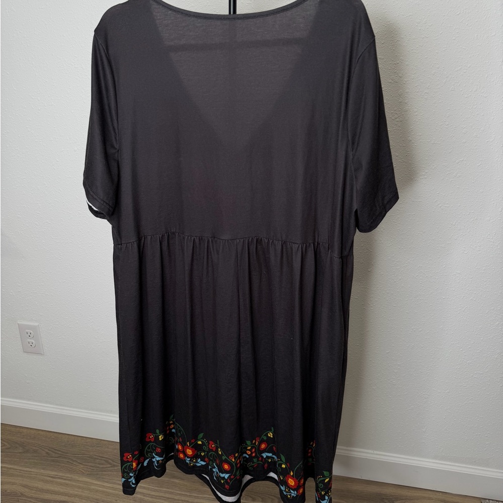 shein Black Dress with Colorful Embroidery - Picture 3 of 5